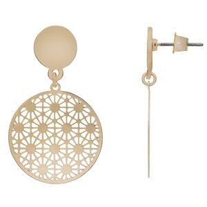 LC Lauren Conrad Gold-Tone Filigree Disc Drop Earrings